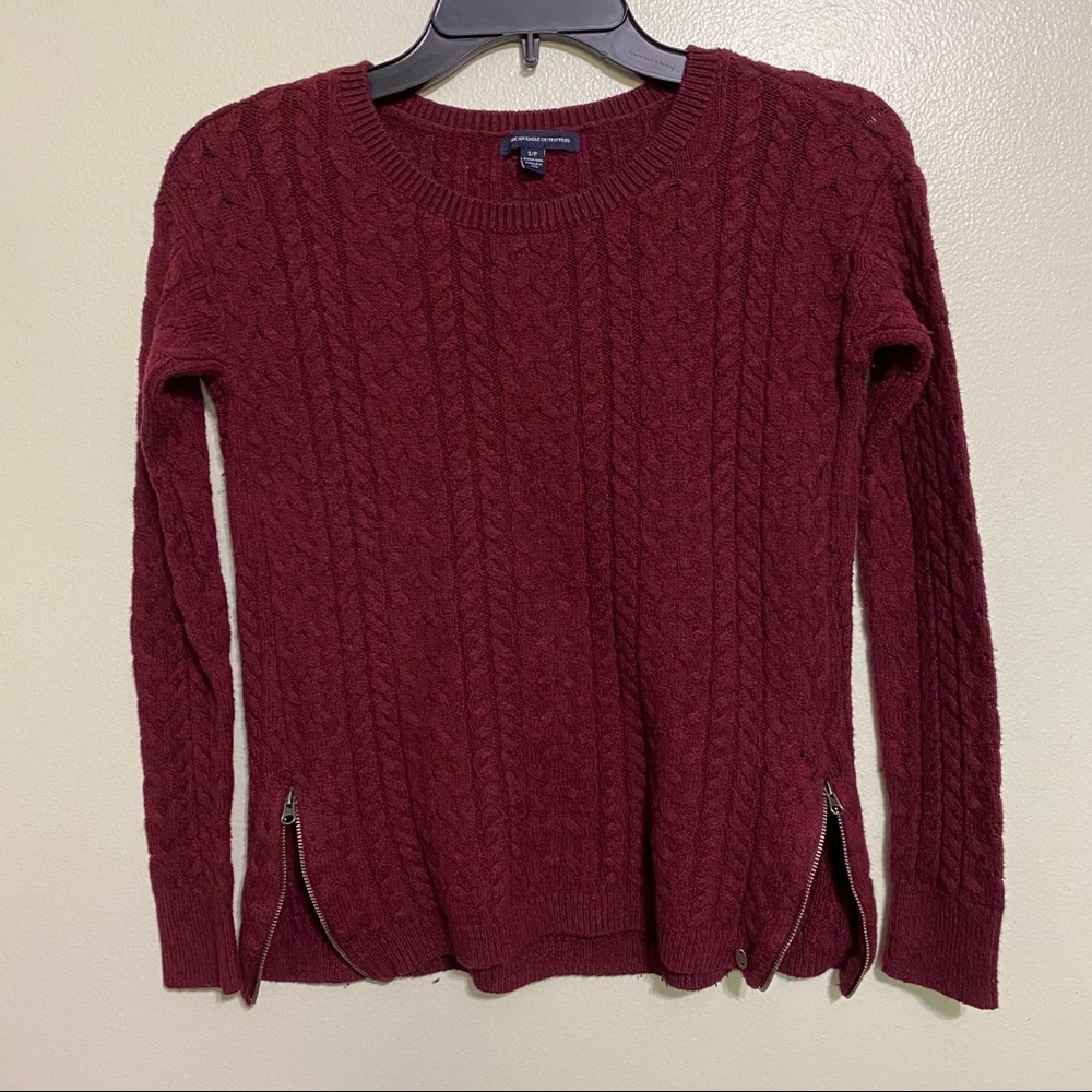 American Eagle Red Cable Knit Sweater